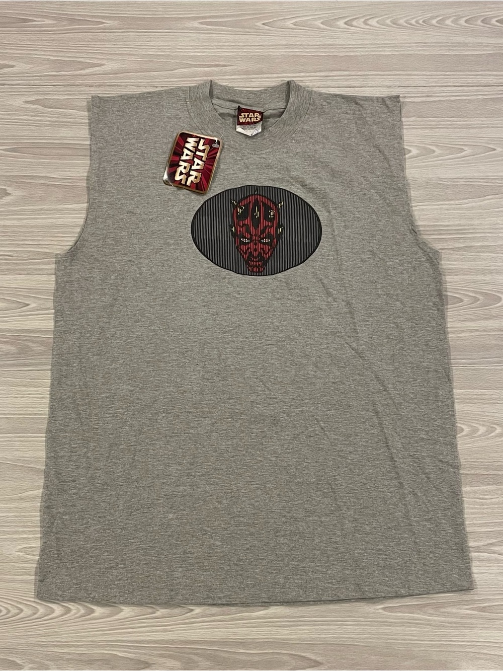 New! Vintage 90s Darth Maul Star Wars Movie Tank Top Shirt Grey Mens Size Medium